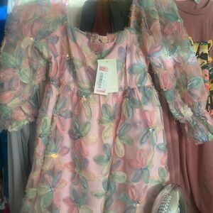 H&M Pink and Green Textured Fabric